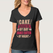 ケーキのデコレーター日ケーキ食べ放題 – Cake D Tシャツ (正面)