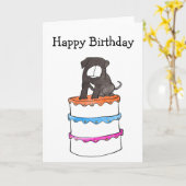 ケーキのバースデーカードにブルドッグ カード (黄色い花)