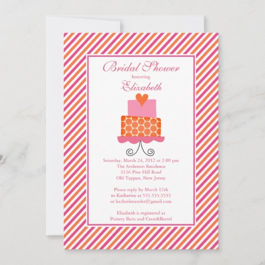 ケーキのブモダンライダルシャワーの招待 招待状 (正面)