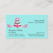 ケーキのベーカリーのダマスク織の水のピンク 名刺 (裏面)