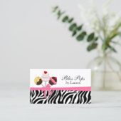 ケーキのポップのシマウマのストライプなリボンのベーカリー 名刺 (スタンド正面)