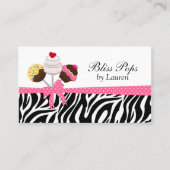 ケーキのポップのシマウマのストライプなリボンのベーカリー 名刺 (正面)