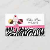 ケーキのポップのシマウマのストライプなリボンのベーカリー 名刺 (正面)