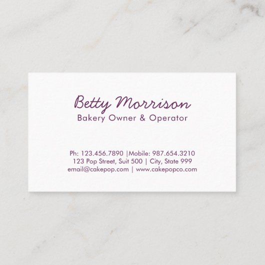 ケーキのポップ・アートのなベーカリーのデザイン 名刺 (裏面)
