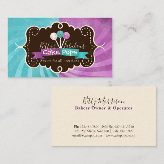 ケーキのポップ・アートのなベーカリーのデザイン 名刺 (正面/裏面)