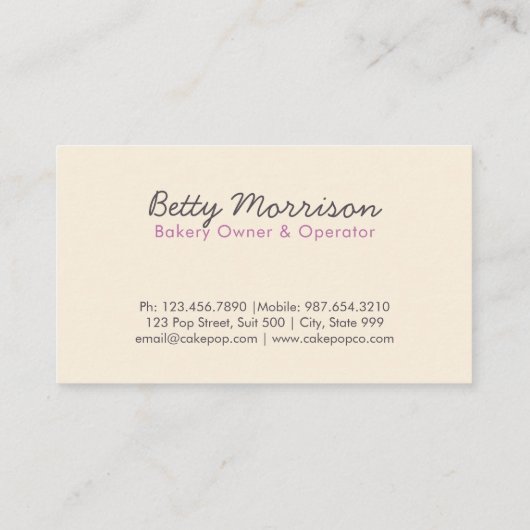 ケーキのポップ・アートのなベーカリーのデザイン 名刺 (裏面)