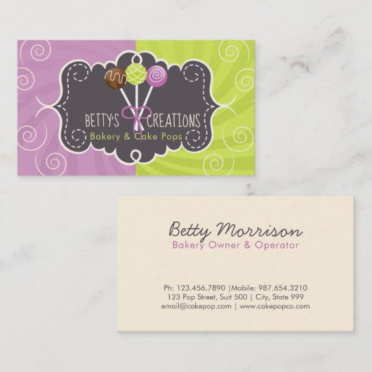 ケーキのポップ・アートのなベーカリーのデザイン 名刺 (正面/裏面)