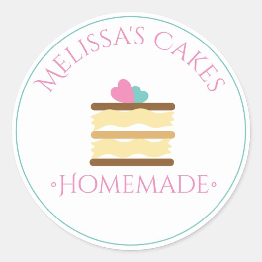 ケーキのロゴステッカー自家製ベーカリースライス ラウンドシール (正面)