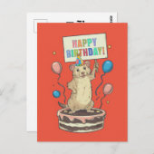 ケーキの上に立つプレーリードッグ幸せと誕生日のサイン ポストカード (正面/裏面)