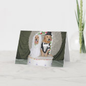 ケーキの上のゴールデンウェディングカップル カード (正面)