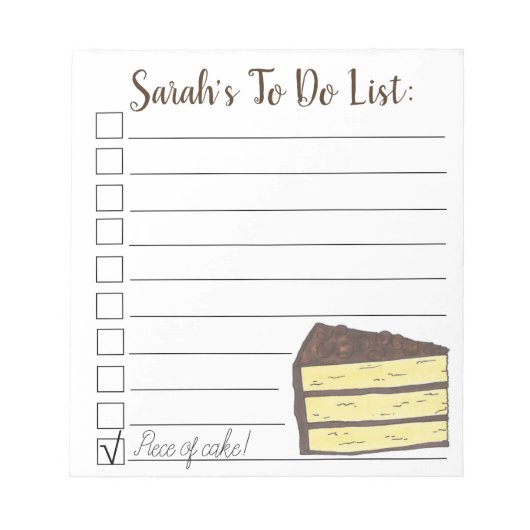 ケーキの切れ!To Doパーソナライズされたリスト ノートパッド (正面)