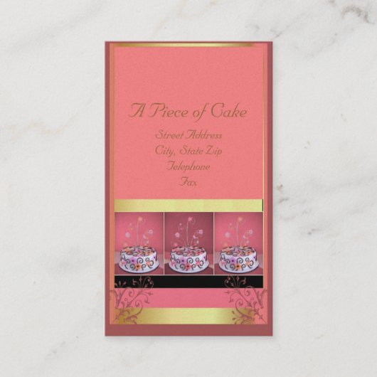 ケーキの名刺のピンクの背景 名刺 (正面)