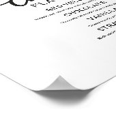 ケーキの味の白黒の書道サイン ポスター (角)