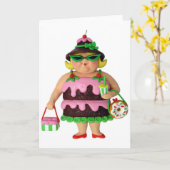 ケーキの女 カード (黄色い花)