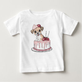 ケーキの子犬の喜び ベビーTシャツ