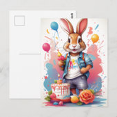 ケーキの幸せなウサギ ポストカード (正面/裏面)