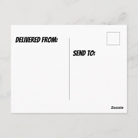 ケーキの後ろに立つ鳥帽子をかぶったフクロウ ポストカード (裏面)