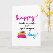 ケーキの日に願い事や唾を吐く誕生日 カード (黄色い花)