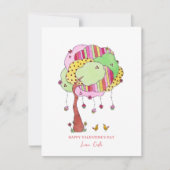 ケーキの木と鳥のバレンタインデーカード シーズンカード (正面)