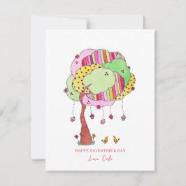 ケーキの木と鳥のバレンタインデーカード シーズンカード