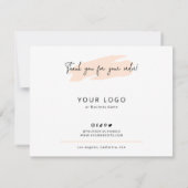 ケーキの気に指示パステルベージュの水色 サンキューカード (裏面)