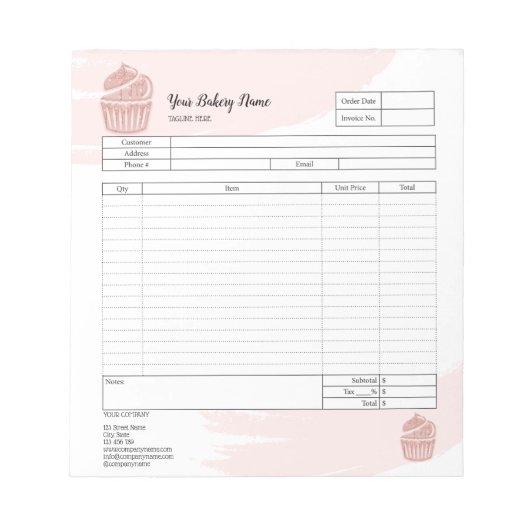 ケーキの焼き売りミキサー注文フォーム請求書 ノート (正面)