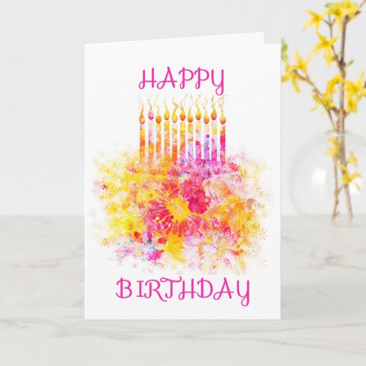 ケーキの爆発 カード (黄色い花)