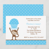 ケーキの猿の誕生日招待状 招待状 (正面/裏面)