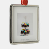 ケーキの立場のチョコレートカップケーキ メタルオーナメント (右)