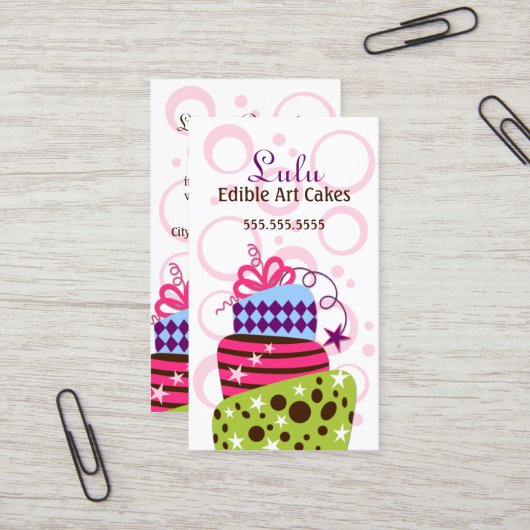 ケーキの芸術のベーカリー 名刺 (正面/裏面インサイチュ)