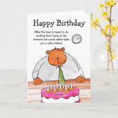 ケーキの誕生日カードを持つ カード (黄色い花)