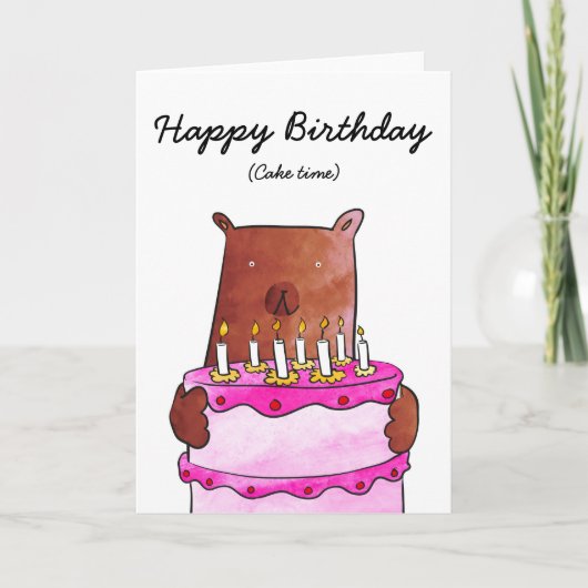 ケーキの誕生日カードを持つ カード (正面)
