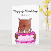 ケーキの誕生日カードを持つ カード (黄色い花)