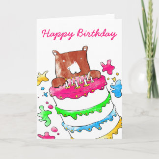 ケーキの誕生日カードを持つ カード