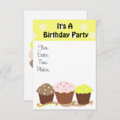 ケーキの誕生日パーティー 招待状 (正面/裏面)