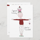 ケーキの誕生日招待状テンプレート 招待状 (正面/裏面)