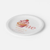 ケーキの誕生日招待状 女の子の1歳の誕生日 ペーパープレート (アングル)