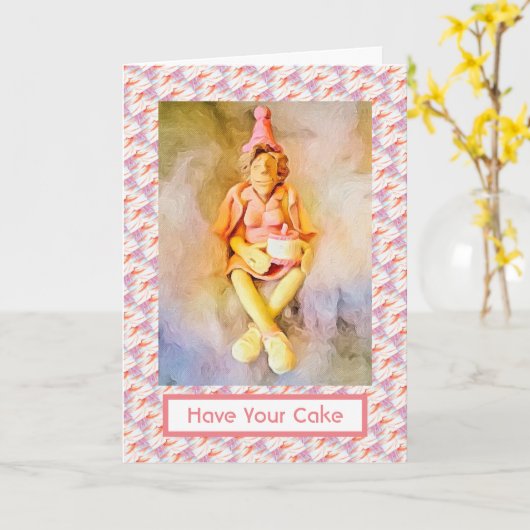 ケーキの誕生日 カード (黄色い花)