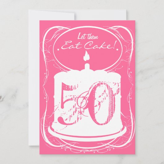 ケーキの飲み物のマルガリータの第50誕生日の招待状を食べて下さい 招待状 (正面)