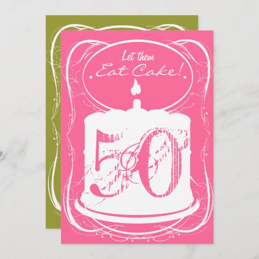 ケーキの飲み物のマルガリータの第50誕生日の招待状を食べて下さい 招待状 (正面/裏面)