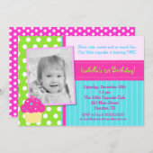 ケーキの飾り付きバースデーパーティー招待状 招待状 (正面/裏面)