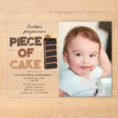 ケーキの1枚 1歳の誕生日フォト アクリル招待状 (正面)