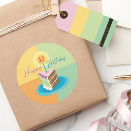 ケーキの30thバースデースライスのステッカー ラウンドシール