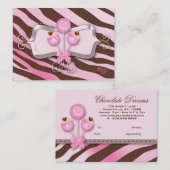 ケーキはギフト券のシマウマのピンクのブラウンのレトロをぽんと鳴らします 割引カード (正面/裏面)