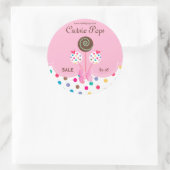 ケーキはステッカーのベーカリーのかわいい点のピンクのミントをぽんと鳴らします ラウンドシール (バッグ)