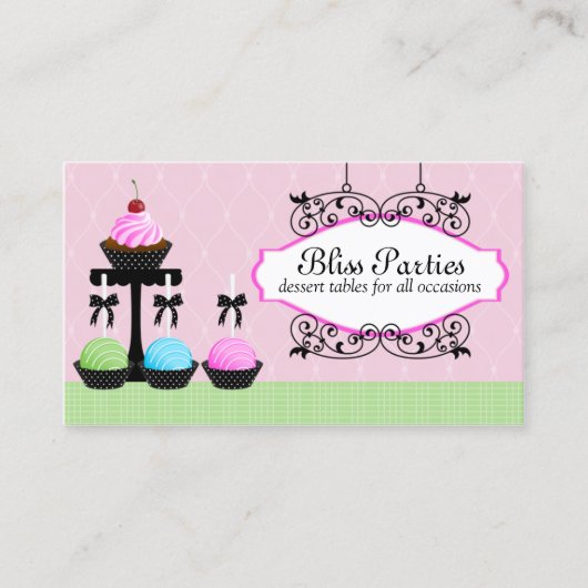 ケーキはデザートのテーブルをぽんと鳴らします 名刺 (正面)