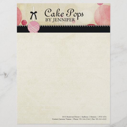 ケーキはベーカリーレターヘッドをぽんと鳴らします レターヘッド (正面)