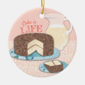 ケーキはライフスイーツベーカリーベーキングクリスマス セラミックオーナメント (正面)