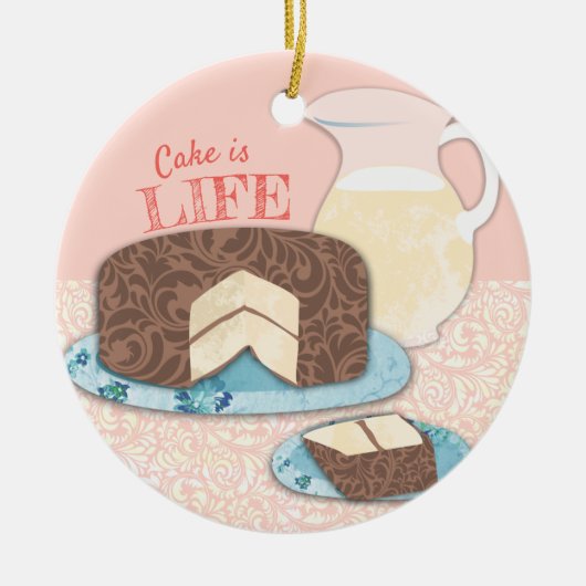 ケーキはライフスイーツベーカリーベーキングクリスマス セラミックオーナメント (正面)