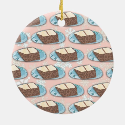 ケーキはライフスイーツベーカリーベーキングクリスマス セラミックオーナメント (裏面)